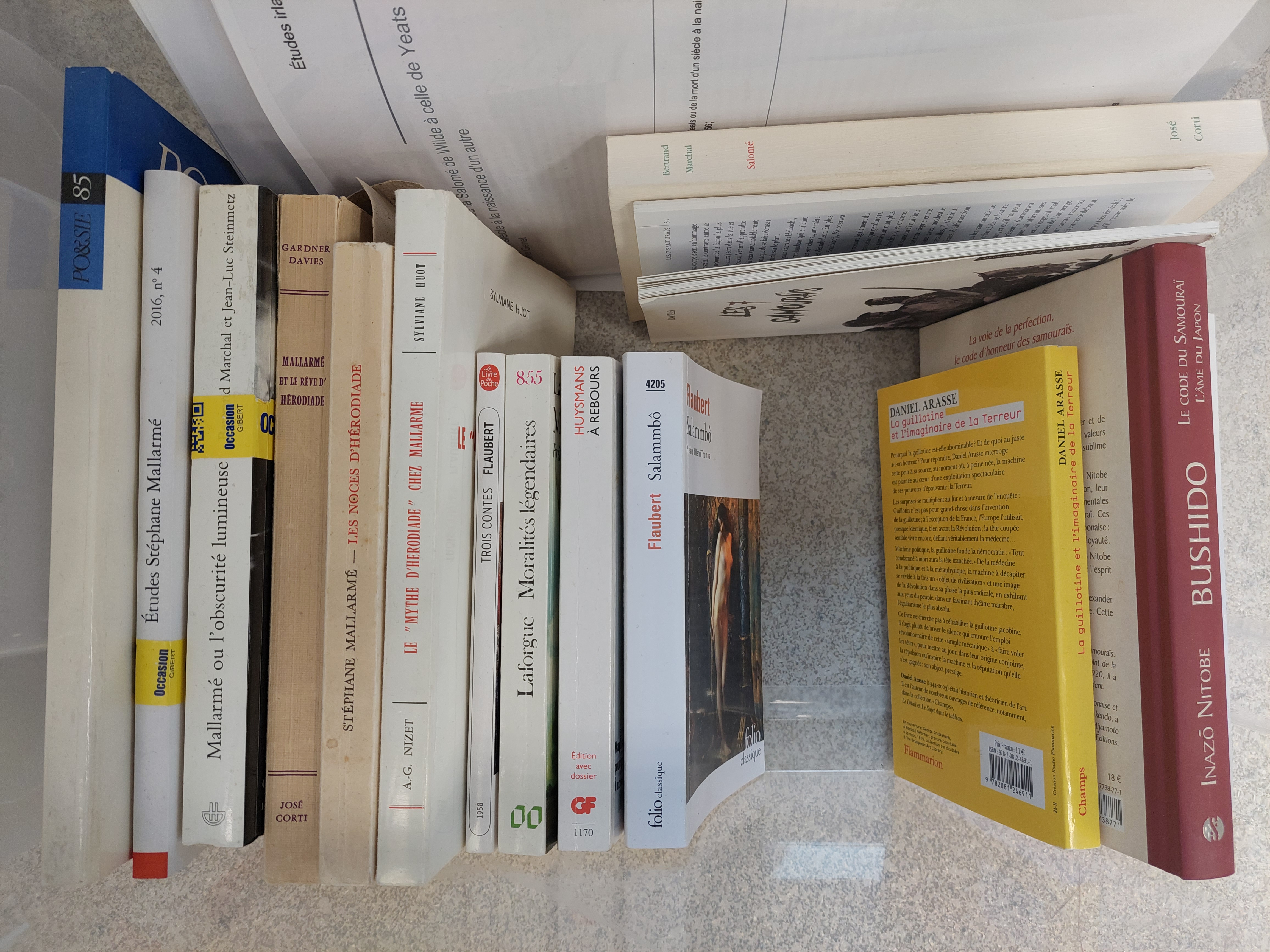 photo d'une caisse en plastique contenant des livres dont on aperçoit les tranches et les titres